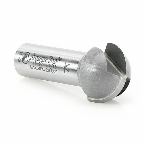 Amana 45922 Carbide Tipped Core Box 7/16 Radius x 7/8 Dia x 1/2 x 1/2 Inch Shank
