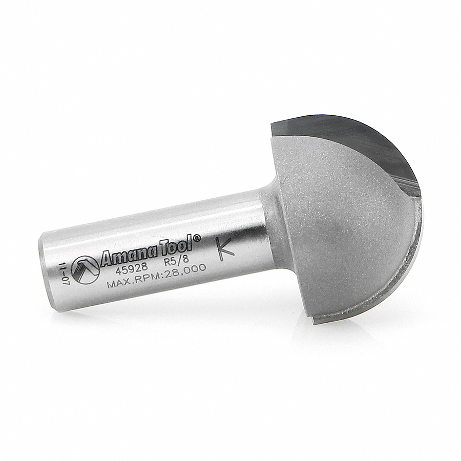 Amana 45928 Carbide Tipped Core Box 5/8 Radius x 1-1/4 Dia x 3/4 x 1/2 Inch Shank