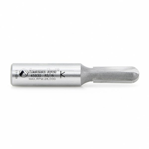 Amana 45930 Carbide Tipped Core Box 3/16 Radius x 3/8 Dia x 1 Inch x 1/2 Shank Extra Deep