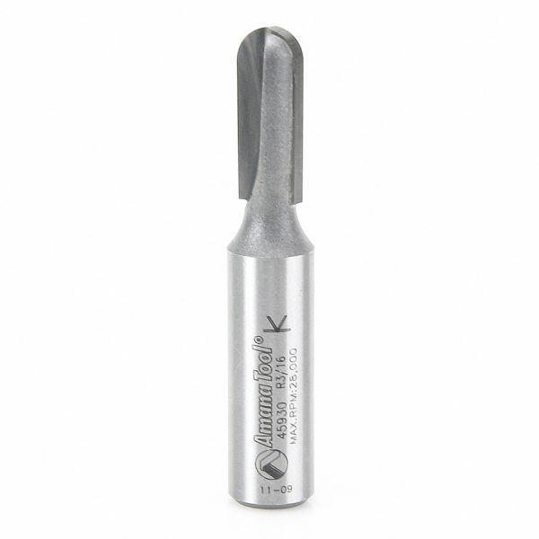 Amana 45930 Carbide Tipped Core Box 3/16 Radius x 3/8 Dia x 1 Inch x 1/2 Shank Extra Deep