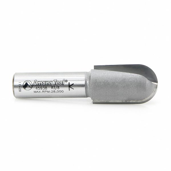 Amana 45938 Carbide Tipped Core Box 3/8 Radius x 3/4 Dia x 1-1/4 x 1/2 Inch Shank Extra Deep