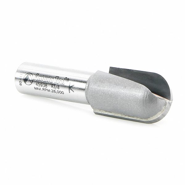 Amana 45938 Carbide Tipped Core Box 3/8 Radius x 3/4 Dia x 1-1/4 x 1/2 Inch Shank Extra Deep