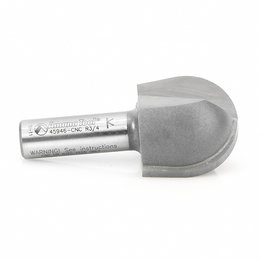 Amana 45946-CNC Carbide Tipped Core Box 3/4 Radius x 1-1/2 Dia x 1-1/4 x 1/2 Inch Shank CNC