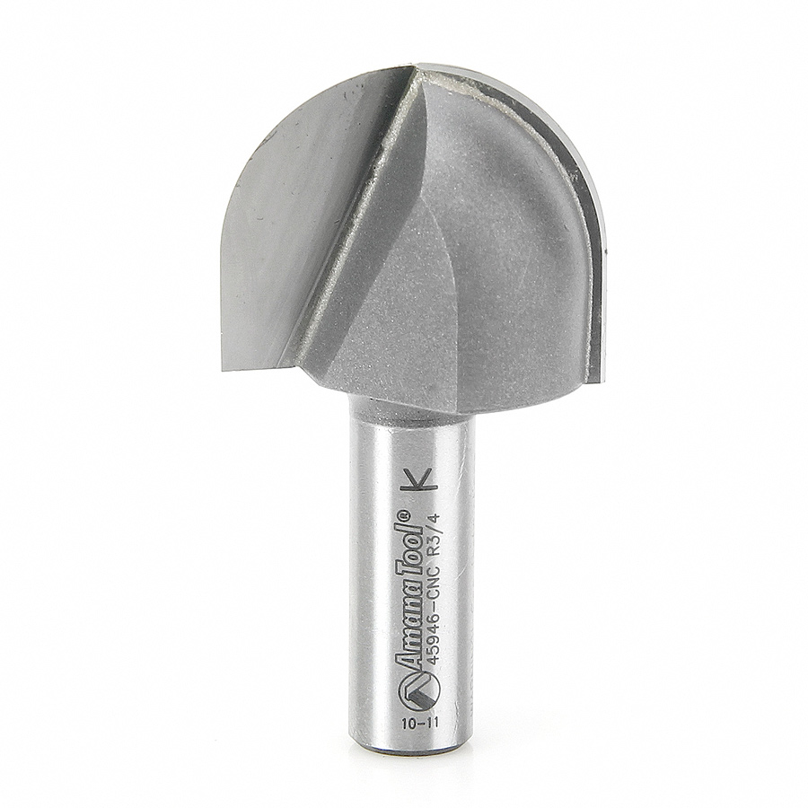 Amana 45946-CNC Carbide Tipped Core Box 3/4 Radius x 1-1/2 Dia x 1-1/4 x 1/2 Inch Shank CNC