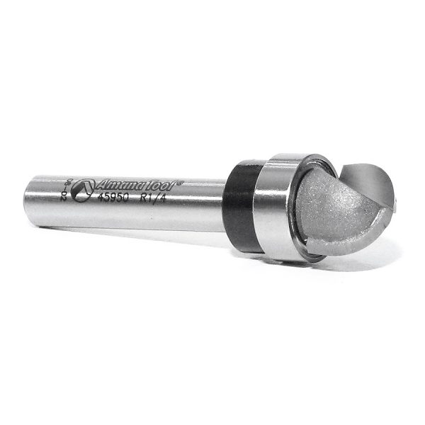 Amana 45950 Carbide Tipped Core Box 1/4 Radius x 1/2 Dia x 3/8 x 1/4 Inch Shank with Upper BB