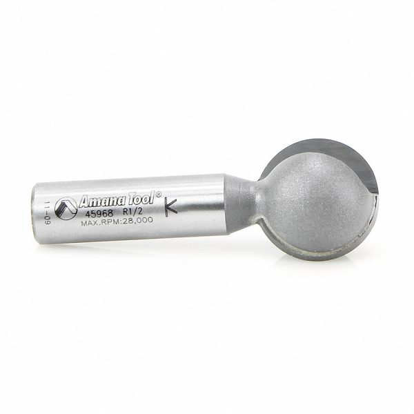 Amana 45968 Carbide Tipped Ball End 1/2 Radius x 1 Inch Dia x 1/2 x 1/2 Inch Shank