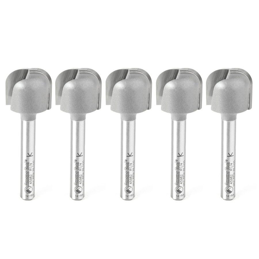 Amana 45982-5 5 Pack Carbide Tipped Bowl & Tray 1/4 Radius x 3/4 Dia x 5/8 x 1/4 Inch Shank