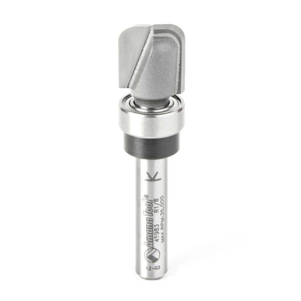 Amana 45983 Carbide Tipped Bowl & Tray 1/8 Radius x 1/2 Dia x 1/2 x 1/4 Inch Shank with Upper BB