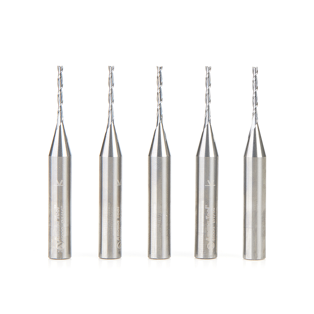 Amana 46009-5 5-Pack Solid Carbide Spiral Plunge 1/16 Dia x 1/2 x 1/4 Shank x 2 Inch Long Up-Cut