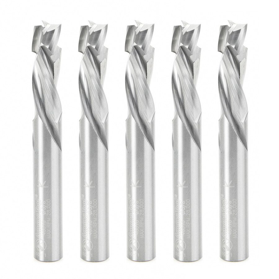 Amana 46010-5 5-Pack CNC Solid Carbide Compression Spiral 3 Flute x 3/8 Dia x 1-1/8 x 3/8 Shank Router Bits