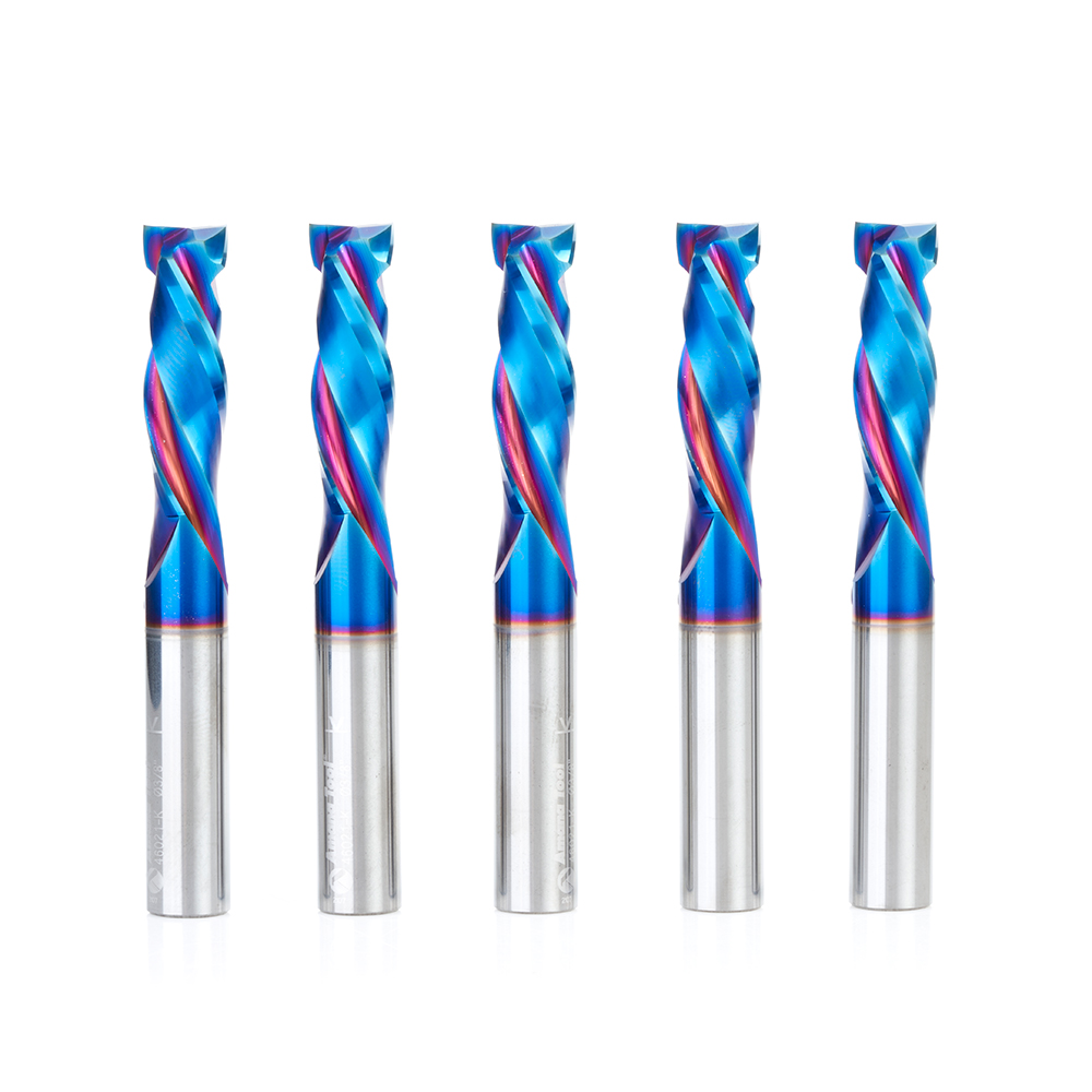 Amana 46021-K-5 5-Pack CNC Solid Carbide Spektra, Extreme Tool Life Coated Mortise Compression Spiral 3/8 Dia x 1-1/4 Inch x 3/8 Shank
