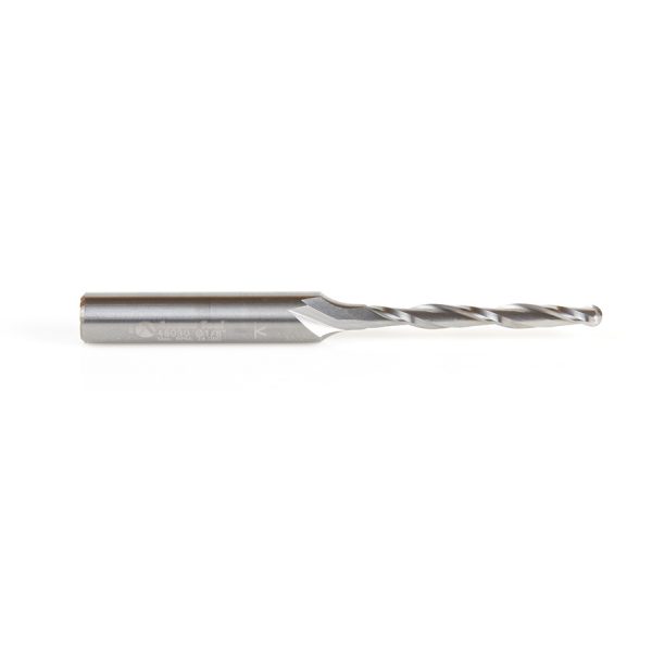 Amana 46030 Solid Carbide CNC Foam Cutting Up-Cut Ball End Spiral 1/8 Dia x 1-1/8 x 1/4 Shank x 2-1/2 Inch Long Router Bit
