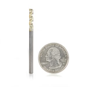 Amana 46091 Solid Carbide Up-Cut Spiral 1/8 Dia x 1/2 x 1/8 Shank x 2 Inch Long Composite, Fiberglass & Phenolic Cutting ZrN Coated Router Bit