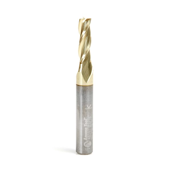 Amana 46092 Solid Carbide Up-Cut Spiral 3/16 Dia x 5/8 x 1/4 Shank x 2-1/2 Inch Long Composite, Fiberglass & Phenolic Cutting ZrN Coated Router Bit