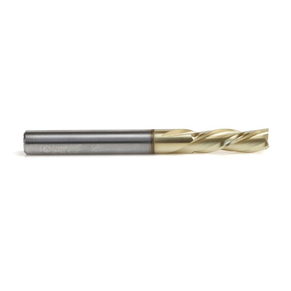 Amana 46097 Solid Carbide Spiral 1/4 Dia x 3/4 x 1/4 Shank x 2-1/2 Inch Long Composite, Fiberglass & Phenolic Cutting ZrN Coated Down-Cut Router Bit