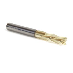 Amana 46097 Solid Carbide Spiral 1/4 Dia x 3/4 x 1/4 Shank x 2-1/2 Inch Long Composite, Fiberglass & Phenolic Cutting ZrN Coated Down-Cut Router Bit