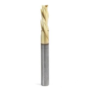 Amana 46097 Solid Carbide Spiral 1/4 Dia x 3/4 x 1/4 Shank x 2-1/2 Inch Long Composite, Fiberglass & Phenolic Cutting ZrN Coated Down-Cut Router Bit
