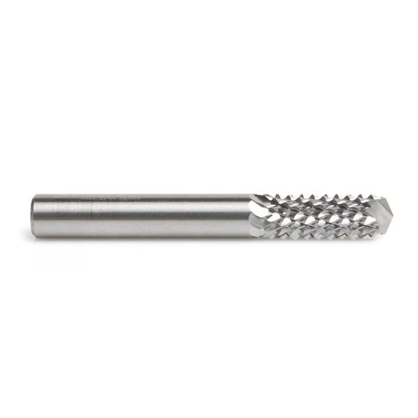 Amana 46098 Solid Carbide Medium Burr with 135 Degree Drill Point Fiberglass and Composite Cutting 1/4 Dia x 3/4 x 1/4 Shank Router Bit