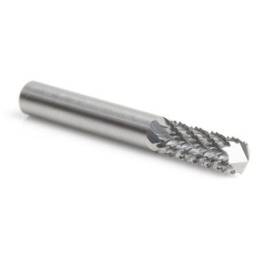 Amana 46098 Solid Carbide Medium Burr with 135 Degree Drill Point Fiberglass and Composite Cutting 1/4 Dia x 3/4 x 1/4 Shank Router Bit