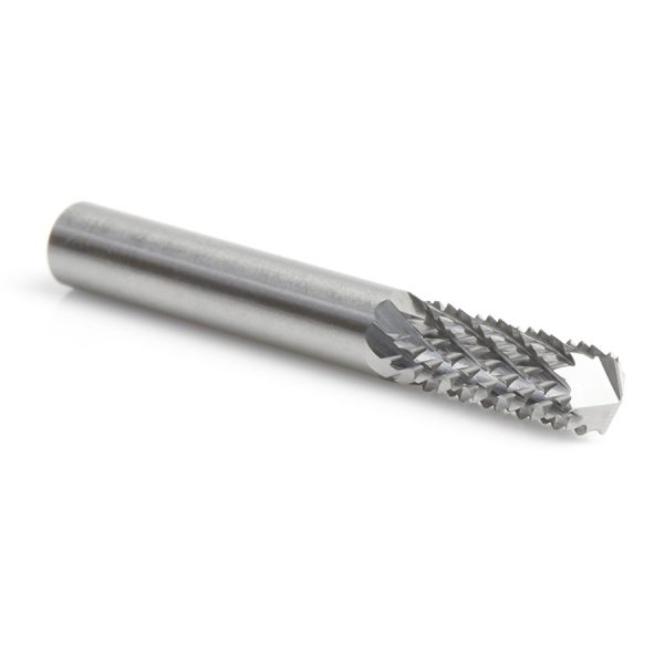 Amana 46098 Solid Carbide Medium Burr with 135 Degree Drill Point Fiberglass and Composite Cutting 1/4 Dia x 3/4 x 1/4 Shank Router Bit