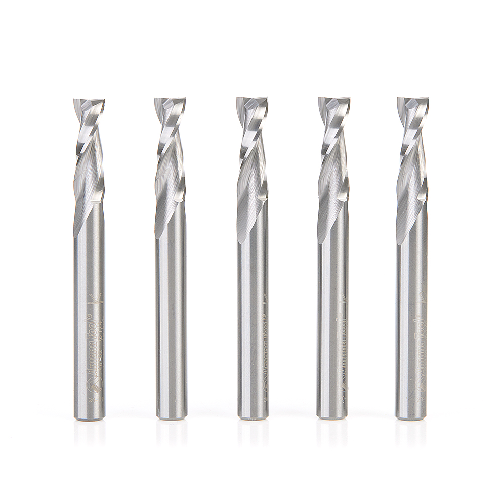 Amana 46102-5 5 Pack Solid Carbide Spiral Plunge 1/4 Dia x 3/4 x 1/4 Inch Shank Up-Cut