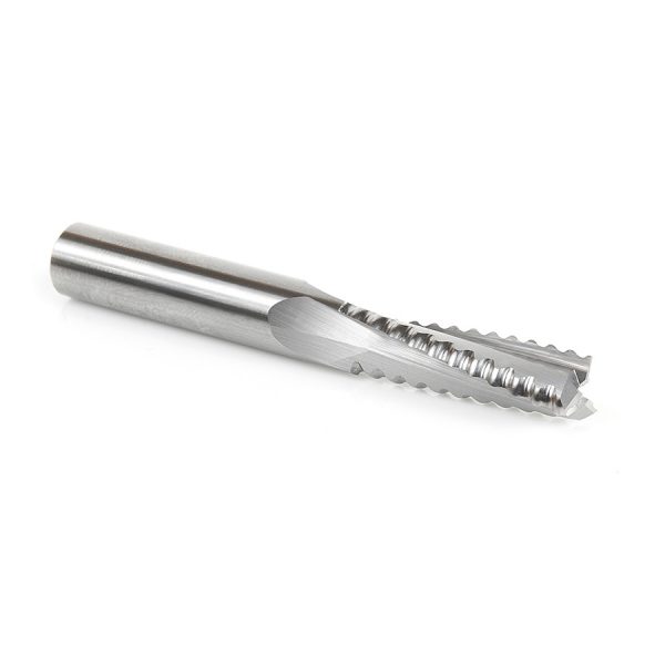 Amana 46129 CNC Solid Carbide Roughing Spiral 3 Flute Chipbreaker 3/8 Dia x 1-1/4 x 3/8 Inch Shank Up-Cut Router Bit
