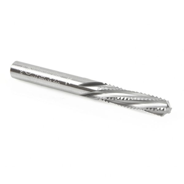 Amana 46133 Solid Carbide End Mill Point Roughing Spiral 6 Flute x 1/4 Dia x 1 x 1/4 Shank for Composite Materials