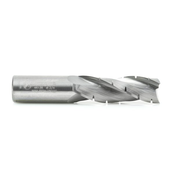 Amana 46138 CNC Solid Carbide Spiral Flute Roughing/Finishing with Chipbreaker 3/4 Dia x 2-1/4 x 3/4 Shank Up-Cut Router Bit