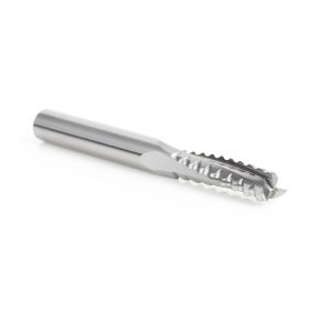 Amana 46141 CNC Solid Carbide Roughing Spiral 3 Flute Chipbreaker 1/4 Dia x 7/8 x 1/4 Inch Shank Up-Cut Router Bit