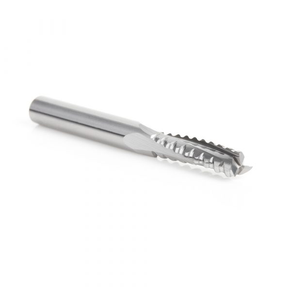 Amana 46141 CNC Solid Carbide Roughing Spiral 3 Flute Chipbreaker 1/4 Dia x 7/8 x 1/4 Inch Shank Up-Cut Router Bit