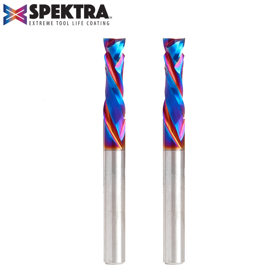 Amana 46170-K-2 2-Pack CNC Solid Carbide Spektra, Extreme Tool Life Coated Compression Spiral 1/4 Dia x 7/8 x 1/4 Inch Shank