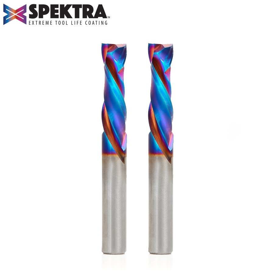 Amana 46172-K-2 2-Pack CNC Solid Carbide Spektra, Extreme Tool Life Coated Compression Spiral 3/8 Dia x 1-1/4 Inch x 3/8 Shank