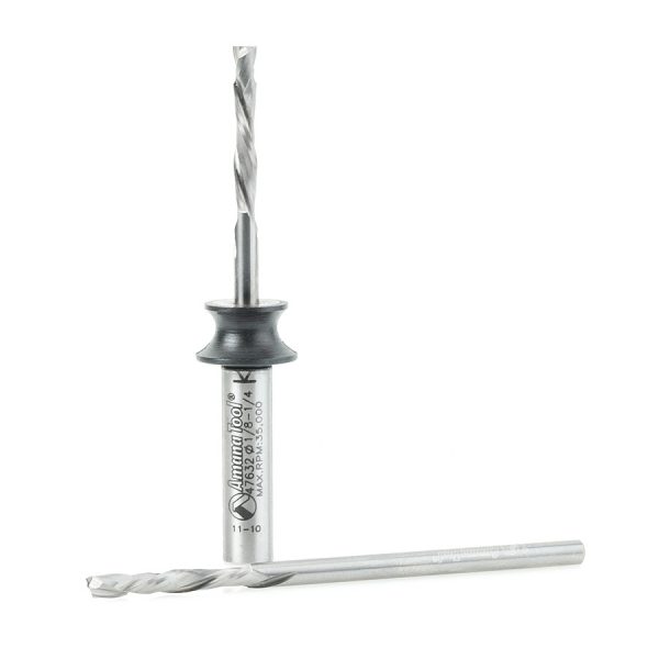 Amana 46184 Solid Carbide Compression 3-Pc. Set Including Two 46180 Compression Bits and One 47632 Router Adapter
