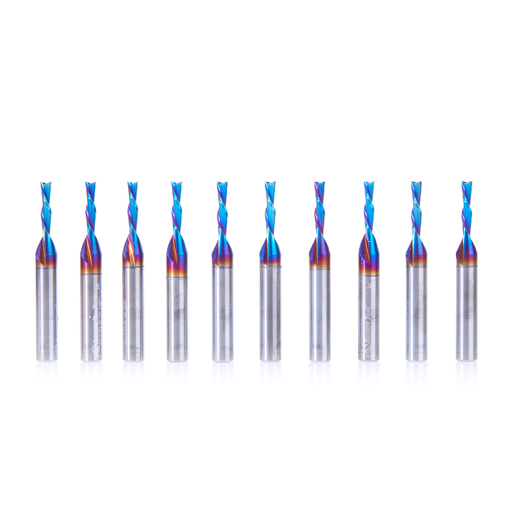 Amana 46200-K-10 10 Pack Solid Carbide Spektra, Extreme Tool Life Coated Spiral Plunge 1/8 Dia x 1/2 x 1/4 Inch Shank