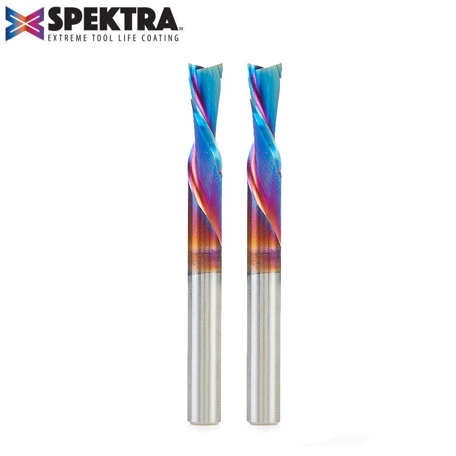 Amana 46202-K-2 2-Pack Solid Carbide Spektra, Extreme Tool Life Coated Spiral Plunge 1/4 Dia x 3/4 x 1/4 Inch Shank