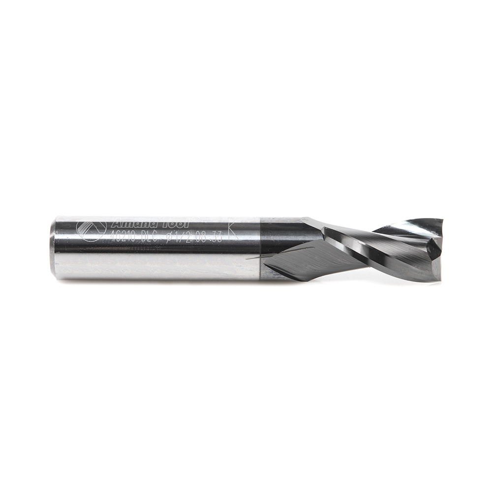 Amana 46210-DLC Solid Carbide Spiral Plunge Diamond-Like Carbon (DLC) Coated for Solid Wood 1/2 Dia x 7/8 x 1/2 Inch Shank Up-Cut