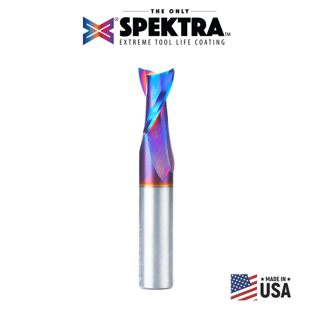 Amana 46210-K Solid Carbide Spektra, Extreme Tool Life Coated Spiral Plunge 1/2 Dia x 7/8 x 1/2 Inch Shank Up-Cut