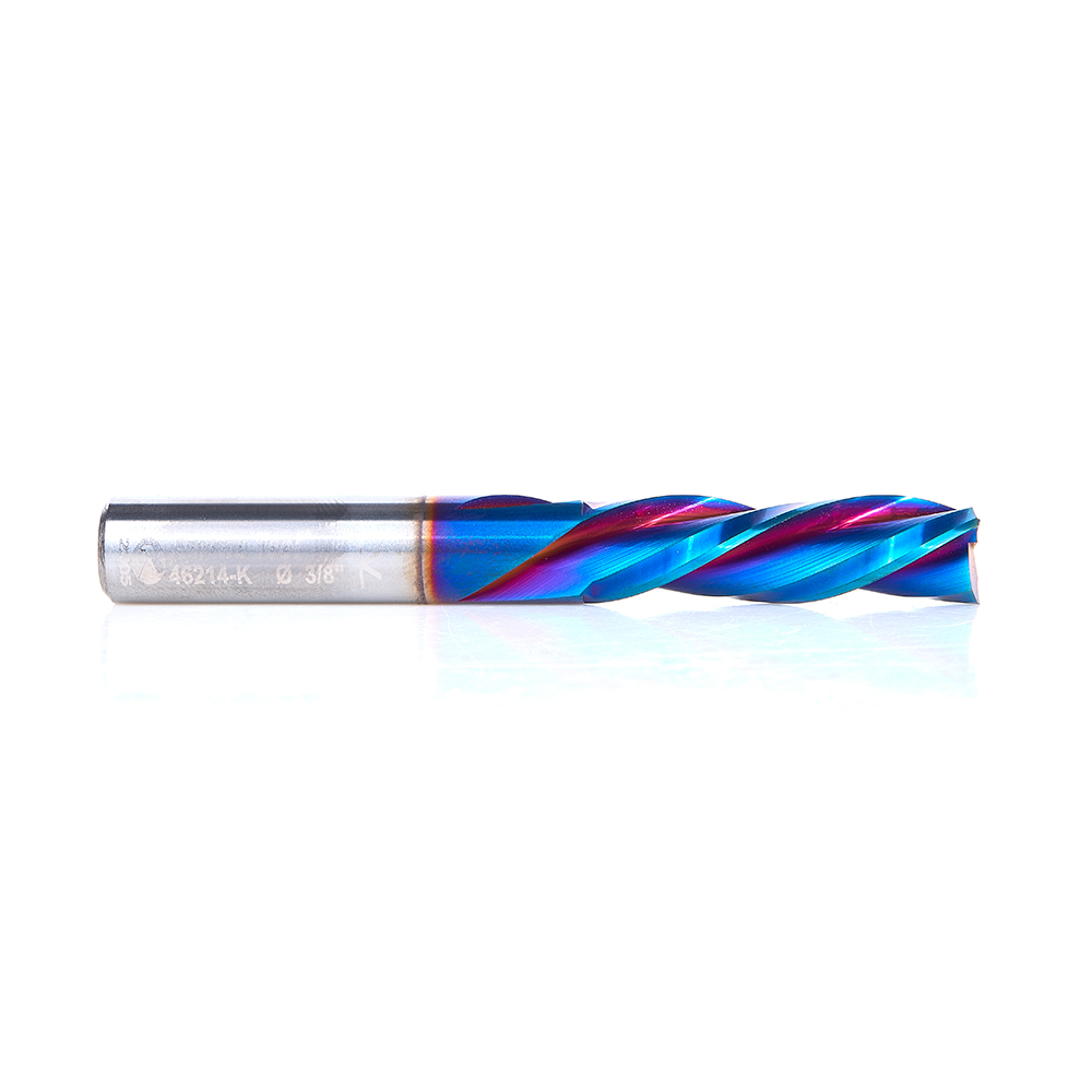 Amana 46214-K Solid Carbide Spektra, Extreme Tool Life Coated Spiral Plunge 3/8 Dia x 1-1/4 x 3/8 Inch Shank Down-Cut, 3-Flute