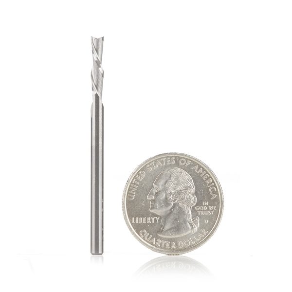 Amana 46227 Solid Carbide Spiral Plunge 1/8 Dia x 1/2 x 1/8 Shank x 2 Inch Long Down-Cut
