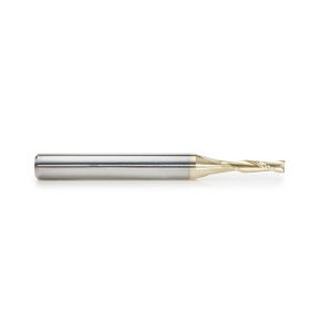 Amana 46254 CNC 2D and 3D Carving Flat Bottom 0.10 Deg Angle x 1/8 Dia x 15/32 x 1/4 Shank x 2-23/64 Inch Long x 2 Flute Solid Carbide ZrN Coated Router Bit