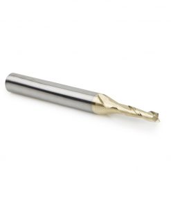 Amana 46254 CNC 2D and 3D Carving Flat Bottom 0.10 Deg Angle x 1/8 Dia x 15/32 x 1/4 Shank x 2-23/64 Inch Long x 2 Flute Solid Carbide ZrN Coated Router Bit