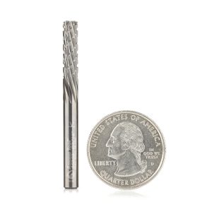 Amana 46262 Solid Carbide CNC Spiral Carbon Graphite & Carbon Fiber Panel Cutting 3/16 Dia x 5/8 x 3/16 Shank x 2 Inch Long Down-Cut Router Bit