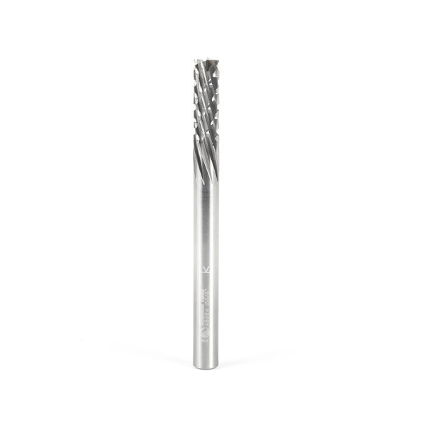 Amana 46264 Solid Carbide CNC Spiral Carbon Graphite & Carbon Fiber Panel Cutting 1/4 Dia x 3/4 x 1/4 Shank x 3 Inch Long Down-Cut Router Bit
