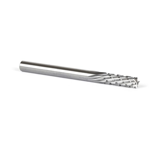 Amana 46264 Solid Carbide CNC Spiral Carbon Graphite & Carbon Fiber Panel Cutting 1/4 Dia x 3/4 x 1/4 Shank x 3 Inch Long Down-Cut Router Bit