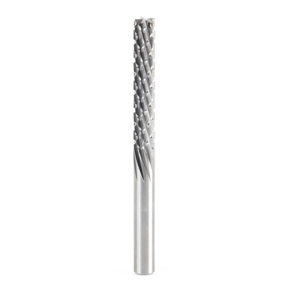 Amana 46265 Solid Carbide CNC Spiral Carbon Graphite & Carbon Fiber Panel Cutting 1/4 Dia x 1-1/2 x 1/4 Shank x 3 Inch Long Down-Cut Router Bit