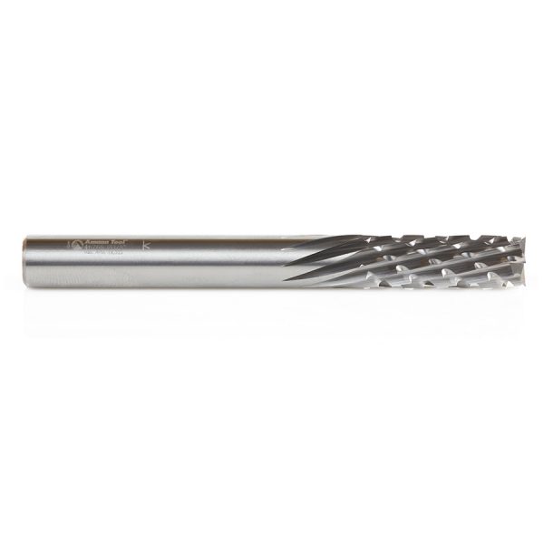 Amana 46266 Solid Carbide CNC Spiral Carbon Graphite & Carbon Fiber Panel Cutting 3/8 Dia x 1-1/8 x 3/8 Shank x 3-1/2 Inch Long Down-Cut Router Bit