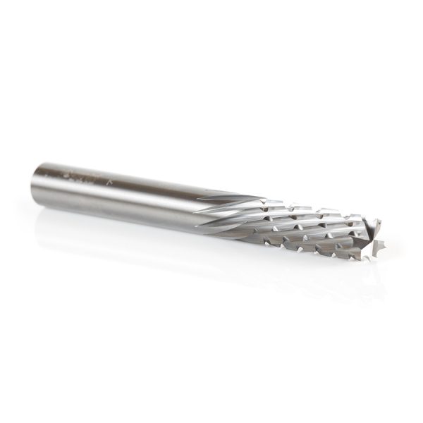 Amana 46266 Solid Carbide CNC Spiral Carbon Graphite & Carbon Fiber Panel Cutting 3/8 Dia x 1-1/8 x 3/8 Shank x 3-1/2 Inch Long Down-Cut Router Bit