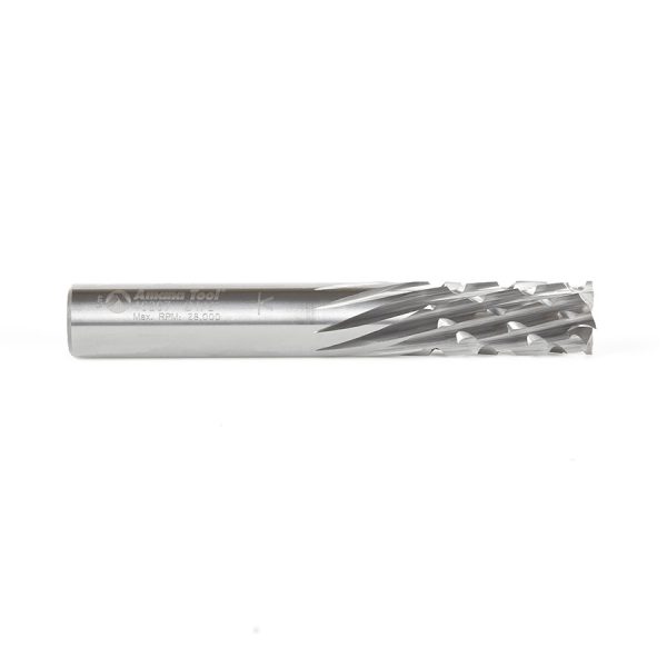 Amana 46267 Solid Carbide CNC Carbon Graphite & Spiral Carbon Fiber Panel Cutting 1/2 Dia x 1-1/8 x 1/2 Shank x 3-1/2 Inch Long Down-Cut Router Bits