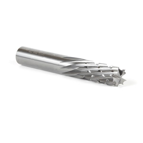 Amana 46267 Solid Carbide CNC Carbon Graphite & Spiral Carbon Fiber Panel Cutting 1/2 Dia x 1-1/8 x 1/2 Shank x 3-1/2 Inch Long Down-Cut Router Bits