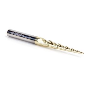 Amana 46281 CNC 2D and 3D Carving 3.6 Deg Tapered Angle Ball Tip 1/16 Dia x 1/32 Radius x 1-1/2 x 1/4 Shank x 3 Inch Long x 3 Flute Solid Carbide Up-Cut Spiral ZrN Coated Router Bit